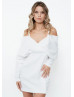 Puffy Sleeves White Jersey Fantastic Party Dress